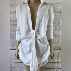 BloomChic Women Plus Size White Long Sleeve  Collared Blouse Size US 2X  UK 22